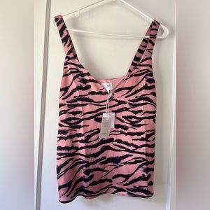 Cami NYC Diane Prism Pink Zebra Silk Tank Top Camisole Size S